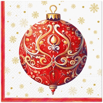 Pl Serwetki Red Bauble With Ornament
