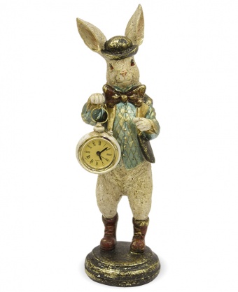 Figurína králika s hodinkami